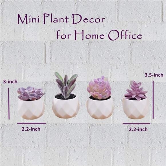 Fake Succulent Plant Set - Artificial Desk Plants for Women Desk -Faux Succulent - Picture 13 of 14